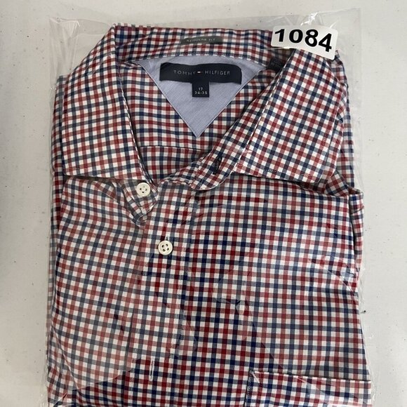 Tommy Hilfiger Mens XL Red White Blue Gingham Long Sleeve Button Shirt Timeless - Picture 16 of 16